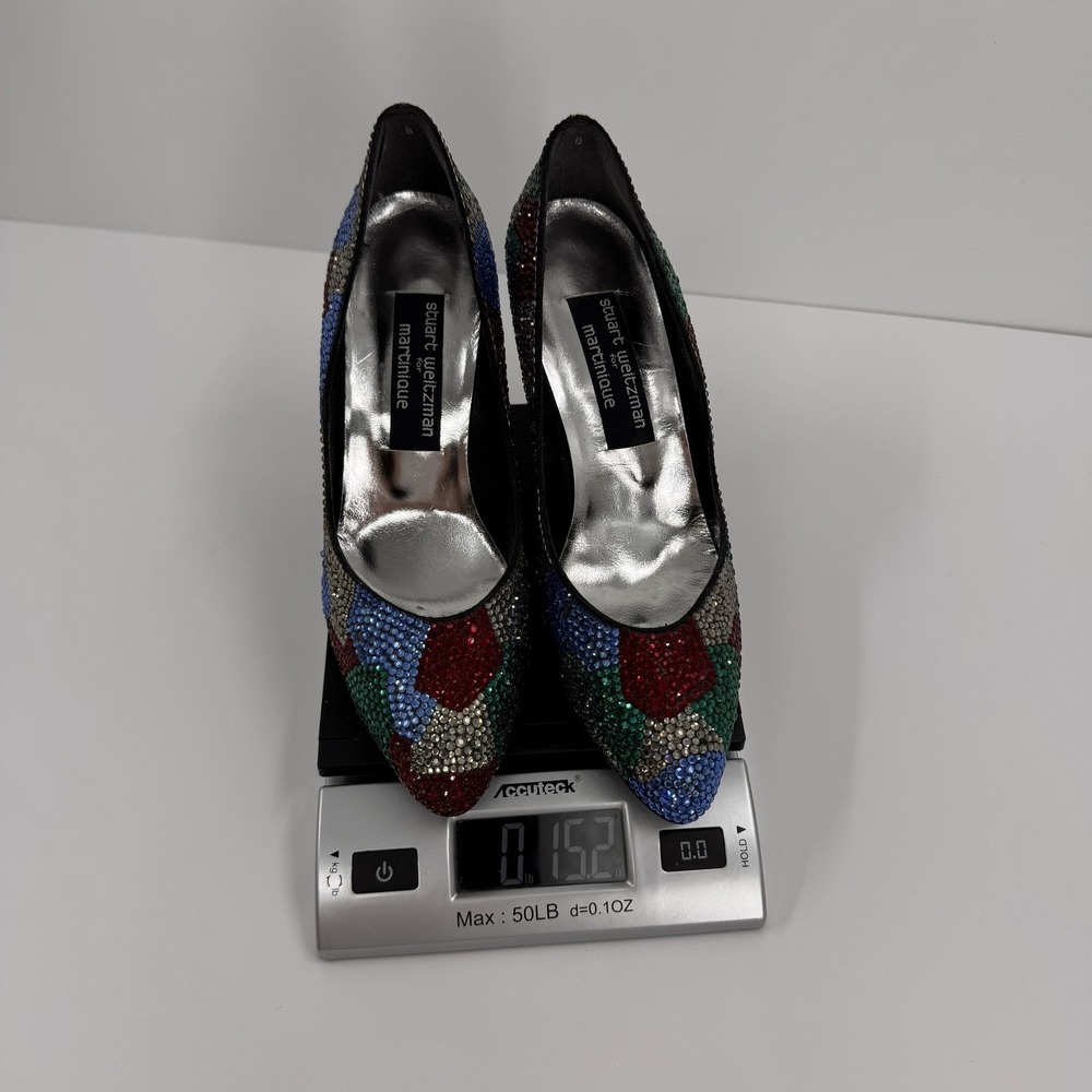 Stuart Weitzman Martinique Women's 7.5 Rhinestone Pump Multi Color Heels Leather - Picture 16 of 16